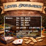 Spiele-Nacht in Laubach-Lauter (Support EntGames)