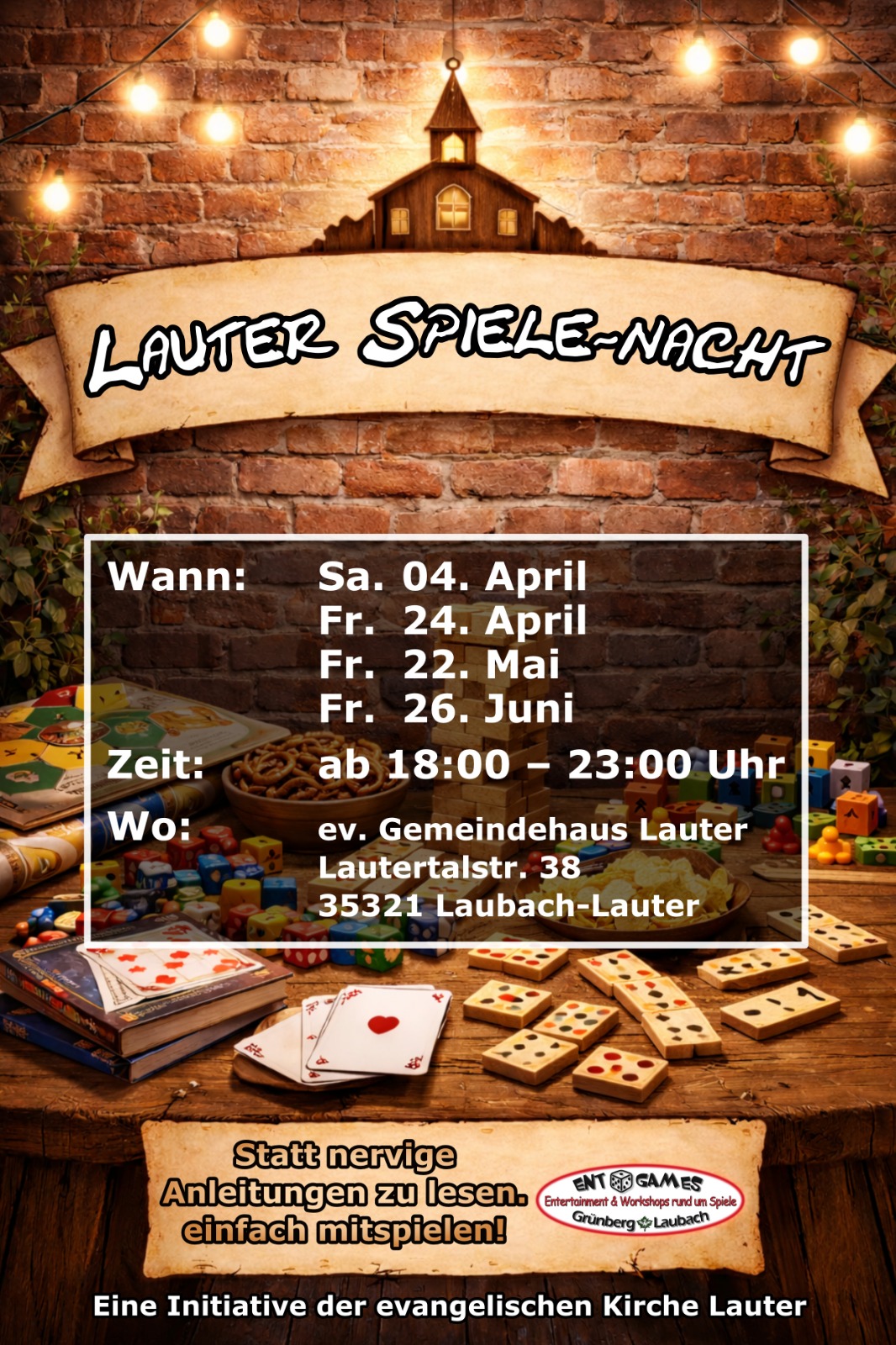 Spiele-Nacht in Laubach-Lauter (Support EntGames)